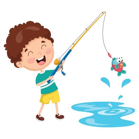 Picture Cartoon Boy Fishing Cartoon Boy Fishing — Stock Vector