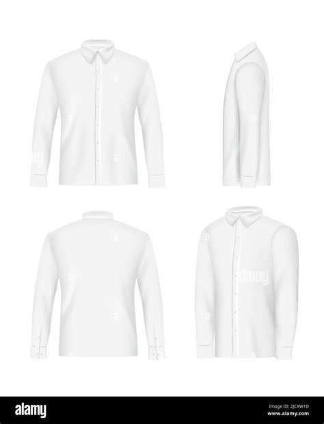 Conjunto De Maqueta Camisa De Hombre Blanco Ilustración Realista
