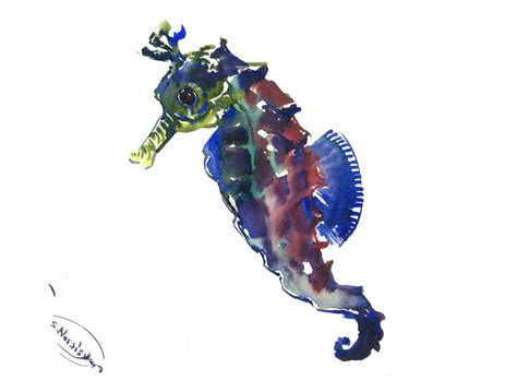 Seahorse Painting Original Watercolor Art Etsy Original Watercolor