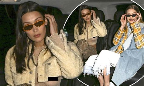 Bella Hadid Suffers A Nip Slip Out With Gigi During Mfw Daily Mail Online