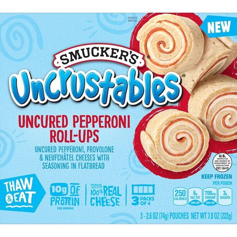 Smuckers Frozen Uncrustables Uncured Pepperoni Roll Ups 78oz3ct