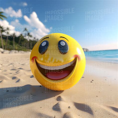 3d Smiley Emoji On The Beach Impossible Images Unique Stock Images