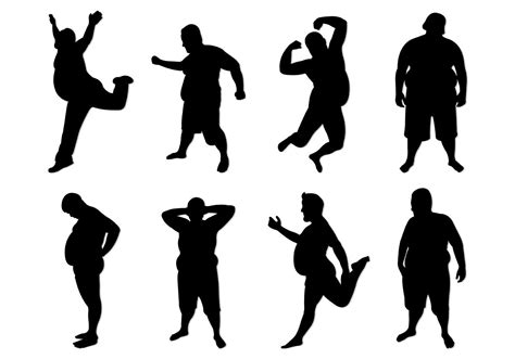 Set Of Fat Guy Silhouettes Vector Art At Vecteezy
