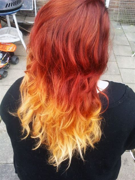 Dip Dying Dyed Red Hair Stuck Between Orange Or Blonde
