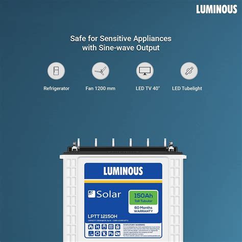 Luminous 150ah Tall Tubular Solar Battery 5 Year Warranty At Rs 14350