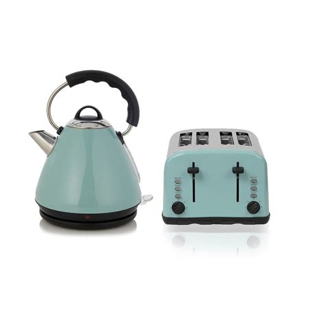 George Home Pyramid Kettle And 4 Slice Toaster Range Chalked Aqua