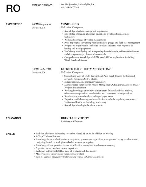 Utilization Management Resume Samples | Velvet Jobs