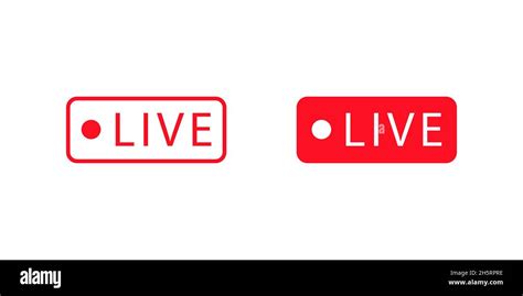 Live Stream Red Button In Flat Style Vector Illustration Isolated