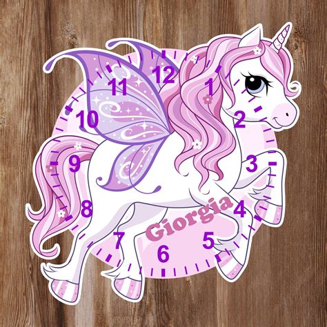 Unique Unicorn Shaped Kids Clock Personalised With Any Name Etsy
