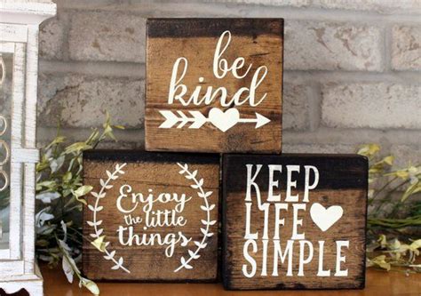 Set Of 3 Blocks Wood Sign Home Decor Wood Signs With Sayings