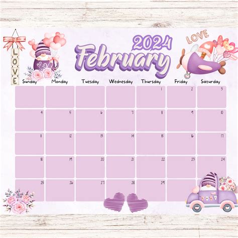 EDITABLE February 2024 Calendar Valentine S Day Homeschool Loving