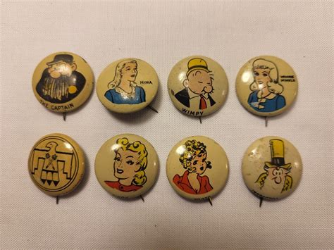 8 Antique Kelloggs Pep Cereal Pins Ww2 Military Squadrons Htf