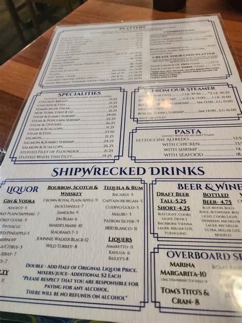 Menu at Captain Tom's Seafood restaurant, Colonial Heights