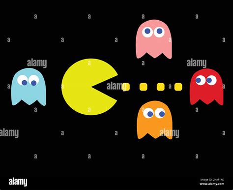 Ilustración Vectorial Del Tema Del Juego Pac Man Juego De Ordenador