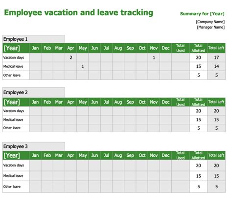 Employee Vacation Tracker Template Tutorial Pics