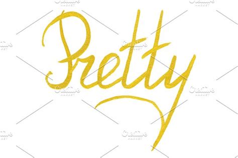 Golden Gold Pretty Word Lettering Custom Designed Illustrations