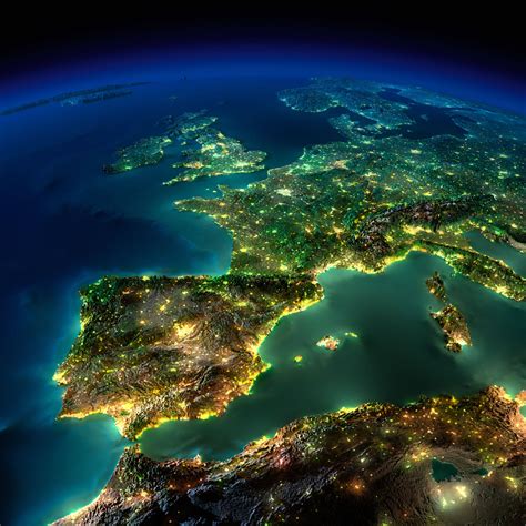 Detailed Satellite Map Of Europe Europe Detailed Sate