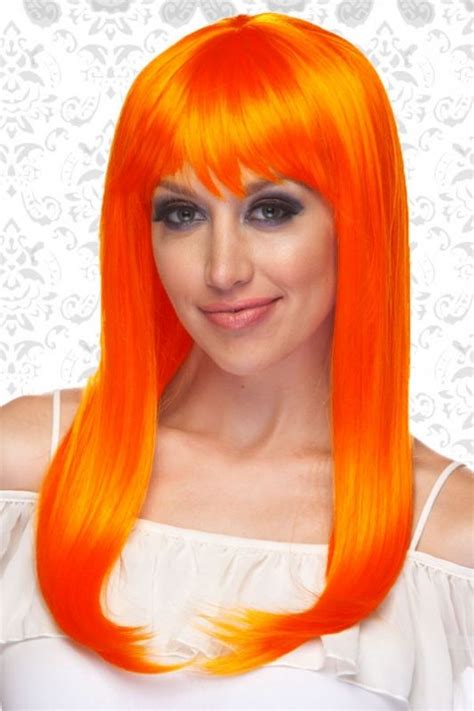 Bright Orange Wig With Bangs Wigs With Bangs Wigs Costume Wigs
