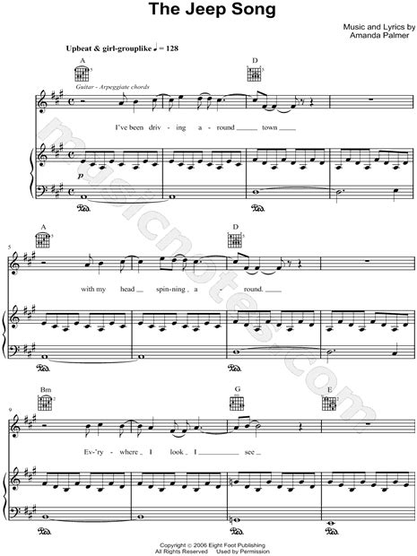The Dresden Dolls The Jeep Song Sheet Music In A Major Download