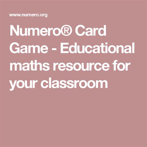Numero® Card Game Educational Maths Resource For Your Classroom