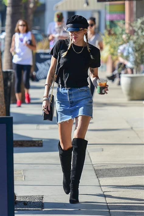 Miley Cyrus In A Denim Skirt At Alfred Coffee In Studio City 10172019