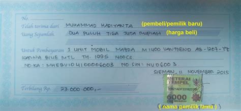 Perhitungan biaya jual beli rumah atau tanah. √⚡ Contoh Membuat Kwitansi Jual Beli Motor & Mobil ...