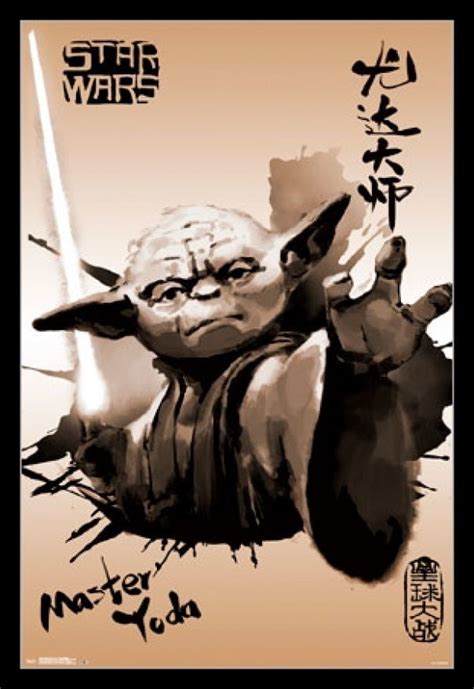 Star Wars Yoda Painting Laminated And Framed Poster Print 24 X 36