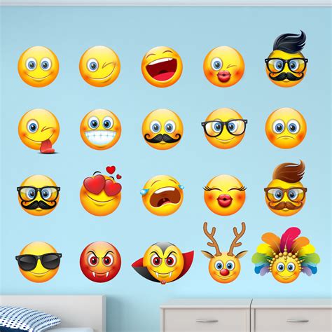 Large Emoji Emoticon Faces Peel And Stick Fabric Wall Decal Sticker
