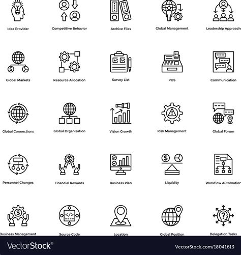 Project Management Line Icons Set 22 Royalty Free Vector