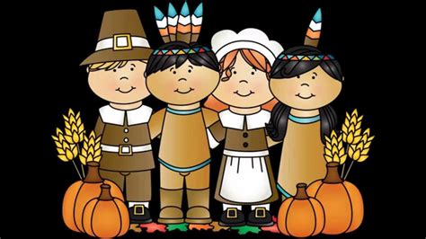 Pilgrims And Indians Thanksgiving Clip Art