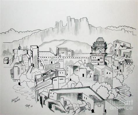 Ancient City In Pen And Ink Drawing By Janice Pariza