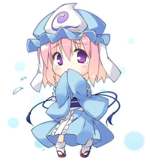 T Ray Saigyouji Yuyuko Touhou 1girl Covering Covering Face Covering Mouth Female Focus