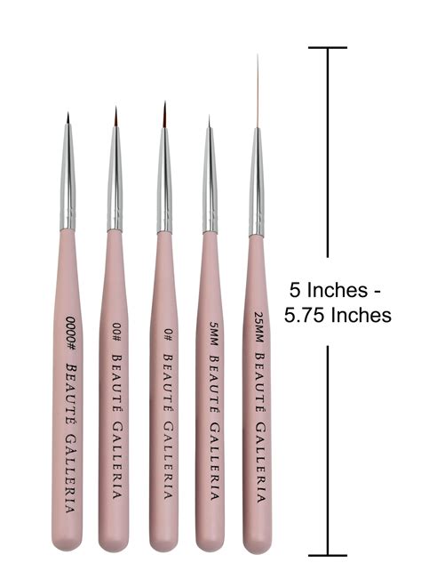 5 Pieces Nail Art Liners And Striping Brushes Set Beaute Galleria