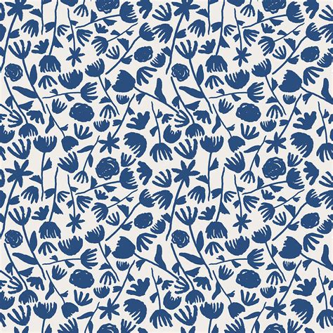 Dark Blue Floral Pattern Digital Art By Lauren Ullrich Pixels