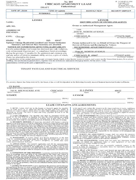 American Legal Forms Chicago Apartment Lease Fill And Sign