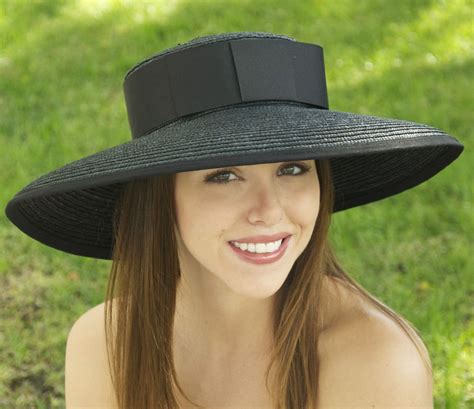 New Black Wide Brim Hat Ladies Womens Formal Straw Church Wedding Dress