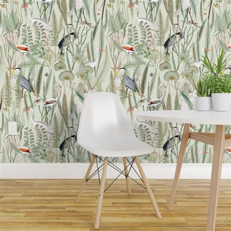 Peel And Stick Wallpaper 2ft Wide Vintage Leaves Butterfly Nature Birds