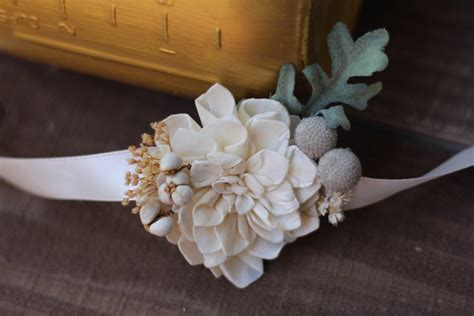 Ivory Wrist Corsage Rustic Wedding Country Wedding Woodland Wedding