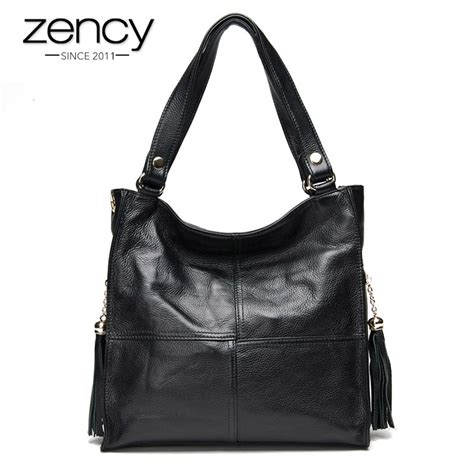 Zency Tassel Womens Handbag 100 Genuine Leather Shoulder Bag Female
