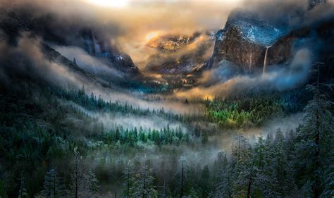 Mountains Forest Clearing Winter Storm Desktop Wallpaper