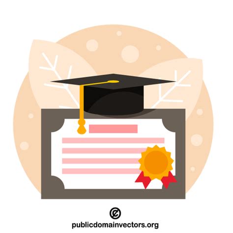 Diploma With Graduation Hat Public Domain Vectors