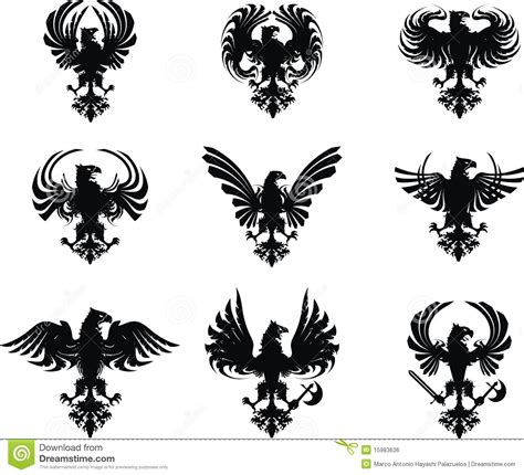 Illustration About Heraldic Eagle Coat Of Arms Set In Format