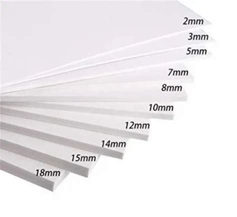 White Plain Pvc Foam Sheets 2mm 3mm 5mm Thickness 2 To 18 Mm Size