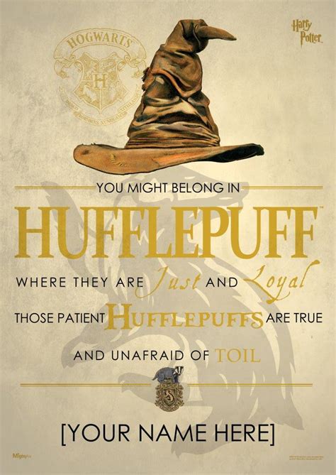 Harry Potter (Sorting Hat Hufflepuff Personalized) MightyPrint Wall Art