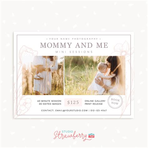 Mommy And Me Mini Session Template “minimalist Floral” Strawberry Kit