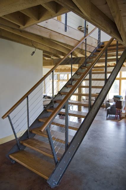 Steel And Cherry Stair Industrial Staircase Burlington By