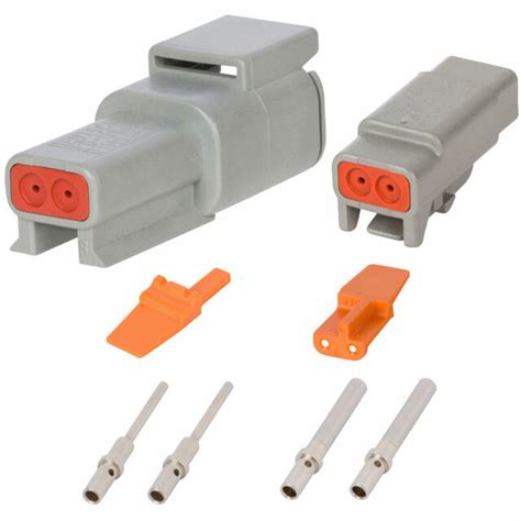 Deutsch Dtm 2 Pin Gray Connector Kit W 20 Awg Solid Contacts Ebay