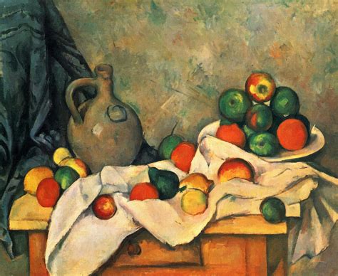 Curtain Jug And Fruit Painting By Paul Cezanne