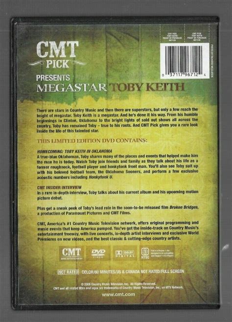 CMT PICK TOBY KEITH DVD CMT INSIDER INTERVIEW HOMECOMING TOBY KEITH IN OKLAHOMA EBay