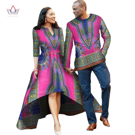 African Couple Clothes Lovers Dress Vestidos Men Shirt Traditional